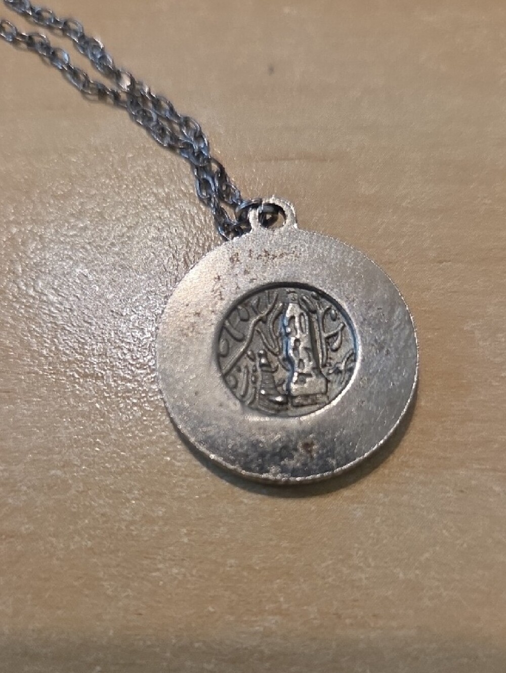 Mother Mary Madonna pendant Silver-Tone Blue Enamel Religious Pendant Necklace - Picture 5 of 9